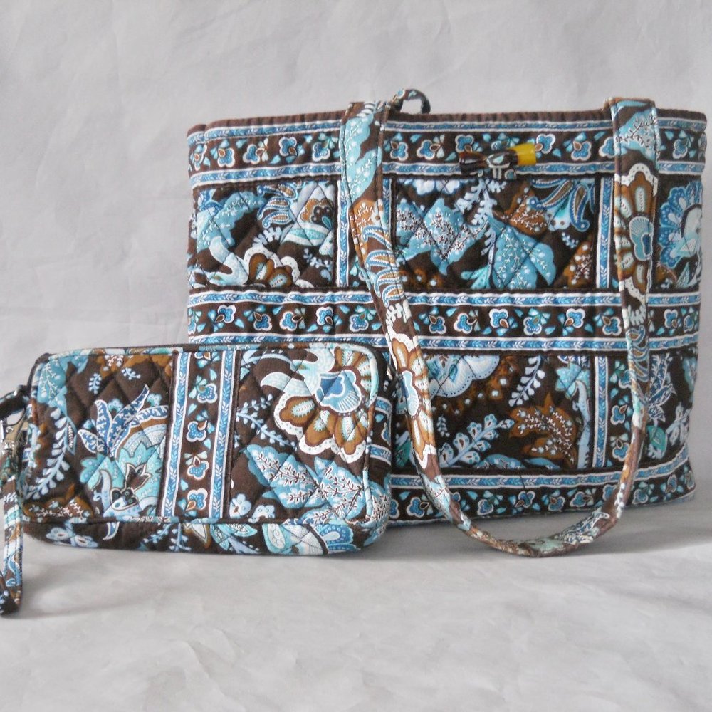 Vera Bradley Tote & Wristlet, Java Blue